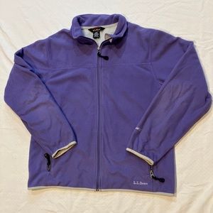 Vintage LL Bean Jacket Women Medium Blue Fleece Full Zip Sweater Coat Polartec